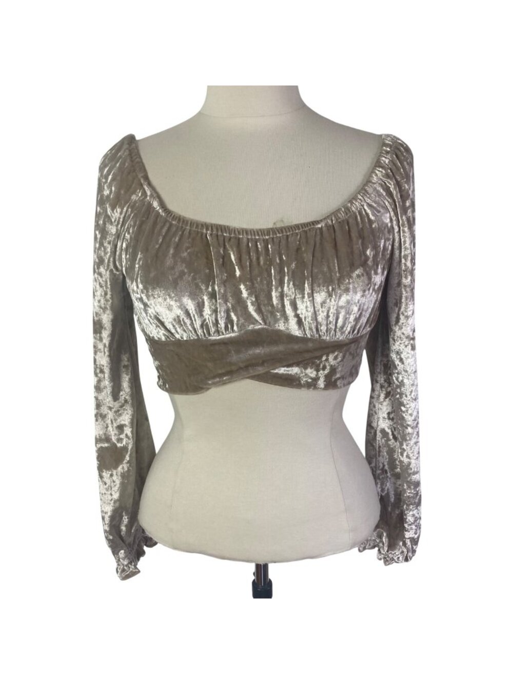 Altar'd State Velvet Crop Top Small Beige Cottage Milkmaid Romantic Ren Fair